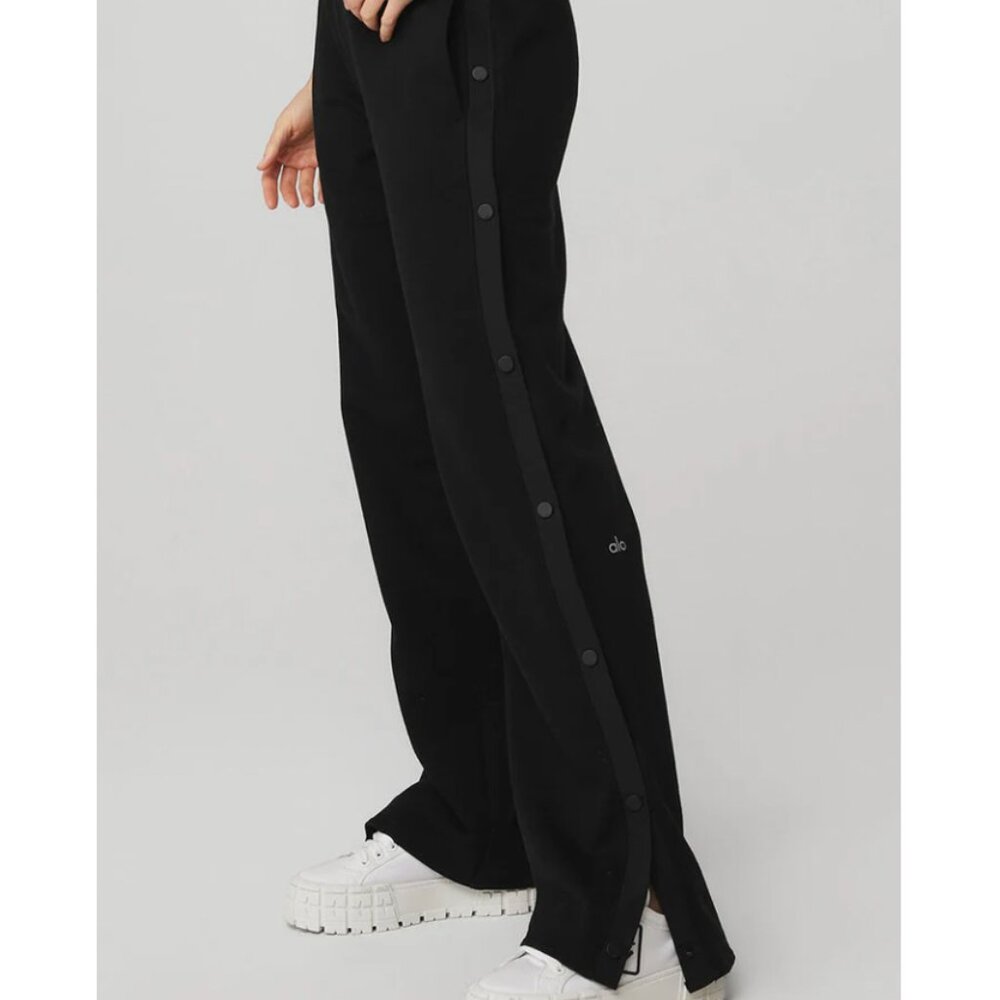 ALO Yoga Black Straight-Leg Snap-Trim Pants